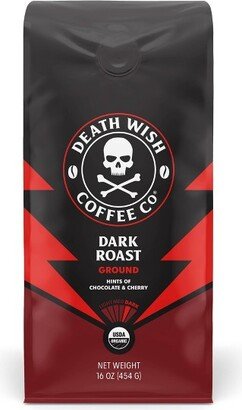 Death Wish Coffee Co Death Wish Dark Roast Coffee Ground Coffee Fair Trade and Organic - 16oz