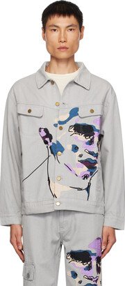 KidSuper Gray Face Denim Jacket