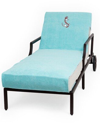 100% Turkish Cotton Anchor Embroidered Standard Size Chaise Lounge Cover - Aqua