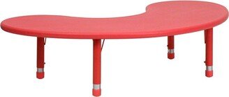 35''W x 65''L Half-Moon Red Plastic Height Adjustable Activity Table