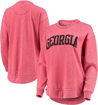 Women's Pressbox Red Georgia Bulldogs Vintage-Like Wash Pullover Sweatshirt