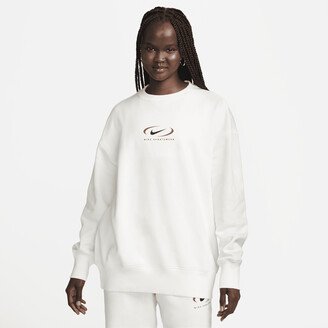 Women's Sportswear Phoenix Fleece Oversized Crew-Neck Sweatshirt in White