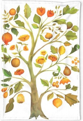 Autumn Tree Tea Towel - The Golden By Ceciliamok Handpainted Of Life Fruit Linen Cotton Canvas Spoonflower