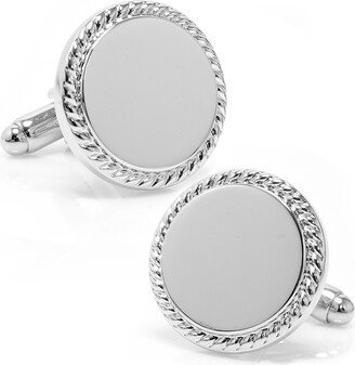 Ox and Bull Trading Co. Stainless Steel Rope Border Round Engravable Cufflinks