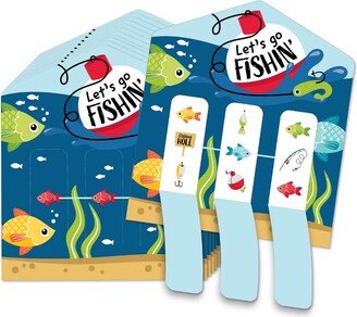 Big Dot of Happiness Let's Go Fishing - Fish Themed Birthday Party or Baby Shower Game Pickle Cards - Pull Tabs 3-in-a-Row - Set of 12