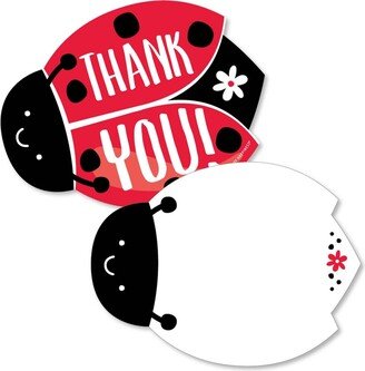 Big Dot Of Happiness Happy Little Ladybug - Party Shaped Thank You Note Cards with Envelopes - 12 Ct