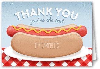 Thank You Cards: Hotdog Barbecue Thank You Card, Blue, 3X5, Matte, Folded Smooth Cardstock