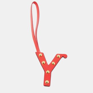 Red Leather Alphabet Y Bag Charm