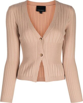 V-neck cotton cardigan