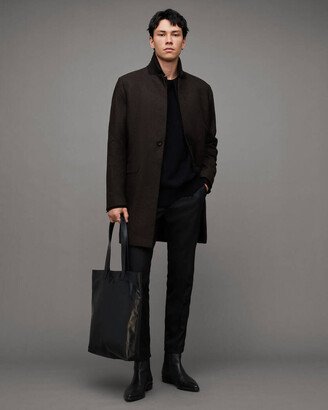 Centinel Double Layered Wool Blend Coat - Bitter Brwn Twill