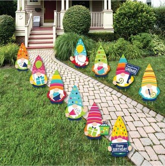 Big Dot Of Happiness Gnome Birthday- Gnome Lawn Decor - Outdoor Happy Birthday Party Yard Decor 10 Pc