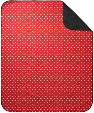 Picnic Blankets: Love Hearts - Red Picnic Blanket, Red