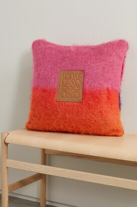 Appliquéd Mohair And Wool-blend Cushion - Orange