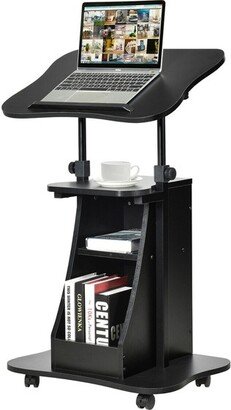 Sit-to-Stand Laptop Desk Cart Rolling Mobile Height Adjustable w/ Storage Black