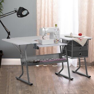 Sew Ready Studio Designs Eclipse Ultra Grey and White Wood Top Sewing Table