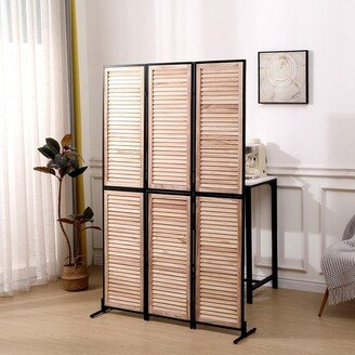 TiramisuBest 3 Panel Room Dividers and Folding Privacy Screen Natural Wooden Room Partitions