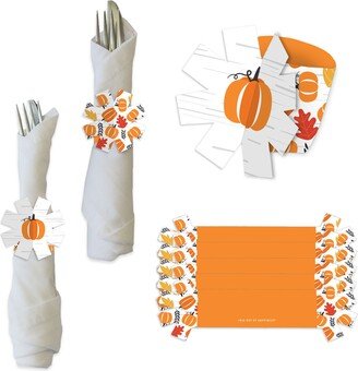 Fall Pumpkin - Halloween Or Thanksgiving Party Paper Napkin Holder Rings Set Of 24