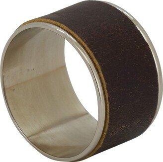 Saro Lifestyle Leather Napkin Ring, Brown (Set of 4)