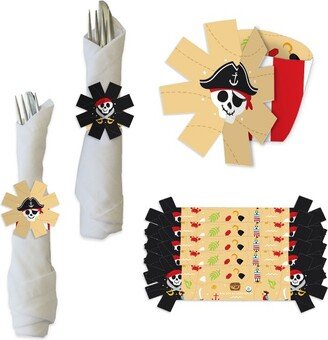 Big Dot of Happiness Pirate Ship Adventures - Skull Birthday Party Paper Napkin Holder - Napkin Rings - Set of 24