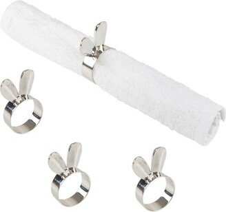 Silver Bunny Ears Napkin Ring, Set of 4