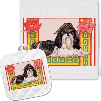 Shih Tzu Kitchen Dish Towel & Pot Holder Gift Set