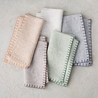 Set of 4 Stripe Linen Napkins