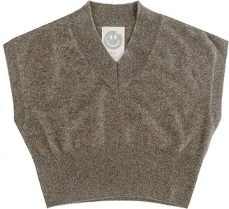 Zenzee Cashmere Cropped Sweater Vest - Brown