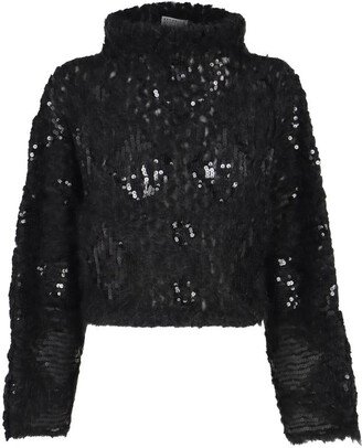 Crop top with high neck sequins