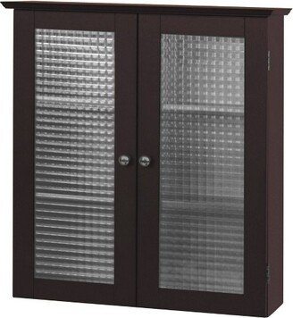 Chesterfield Removable Wall Cabinet with Two Waffle Glass Doors Espresso - Teamson Home