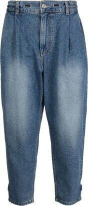 Pleat-Detailing Cotton Tapered Jeans