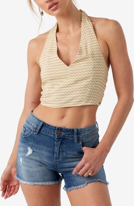 Juniors' Kennie Printed Crop Halter Tank Top