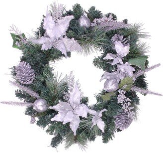 Northlight Poinsettia and Pinecone Artificial Christmas Wreath-Unlit, 24