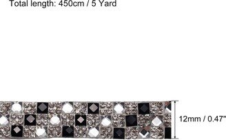 Unique Bargains 5 Pcs 5 Yards 12mm Self-Adhesive Crystal Rhinestone Ribbon Black White - Black White