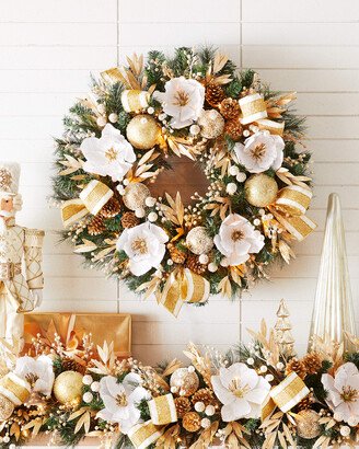 28 Gold Prelit Christmas Wreath