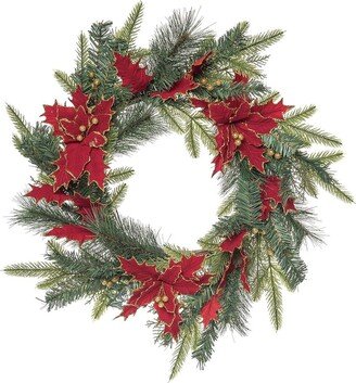 Artificial 24In Christmas Gilded Poinsettia Wreath