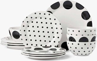 On The Dot 12-Piece Assorted Dinnerware Set