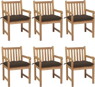 Patio Chairs 6 pcs with Taupe Cushions Solid Teak Wood - 22.8'' x 23.6'' x 35.4''