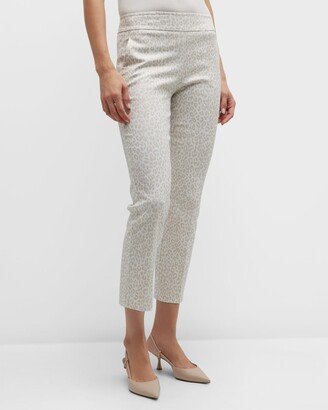 Cropped Leopard-Print Twill Pants