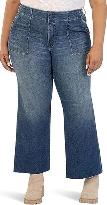 Plus Size Meg High-Rise Fab Ab Wide Leg Raw Hem Pork Chop Pocket in Enchant (Enchant) Women's Jeans