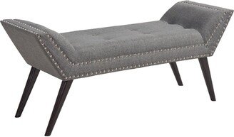 Porter Bench in Charcoal Fabric and Black Metal Finish 51 x 20 x 17