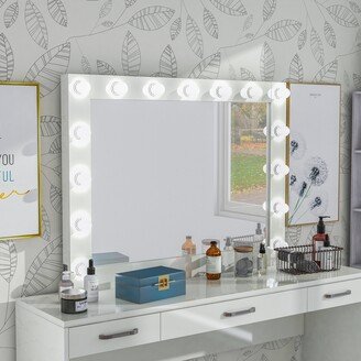 Roseanne Luminous Glam White Bulbed Mirror with USBs by Luminous White