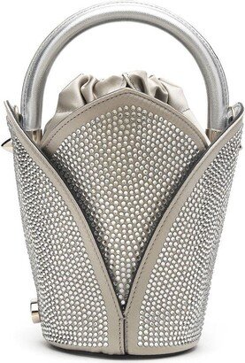 Satin-Embellishment Bucket Bag