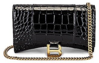 Hourglass Wallet On Chain Bag in Black-AA