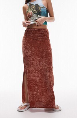 Textured Stretch Velvet Maxi Skirt