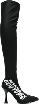 Logo-Print Thigh-Length Boots