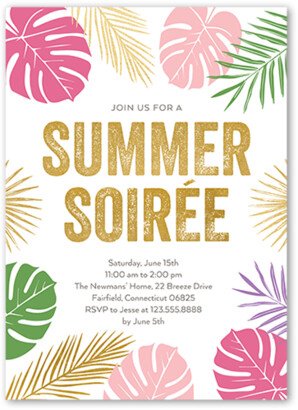 Cocktail Party Invitations: Sunshine Soiree Summer Invitation, White, 5X7, Matte, Signature Smooth Cardstock, Square