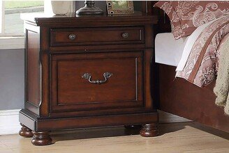 TOSWIN Traditional Formal Look Cherry Finish 1pc Nightstand Storage Space Bedside Table Plywood Veneer Bedroom Furniture