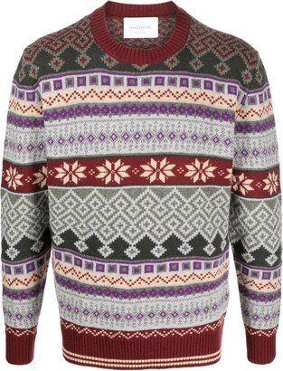 Patterned Intarsia-Knit Wool Jumper-AA