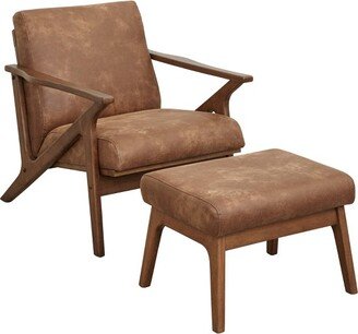 2pc Bianca Mid-Century Modern Armchair and Ottoman Set - Buylateral