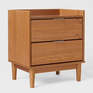 Mid-Century Modern Solid Wood 2 Drawer Nightstand - Saracina Home